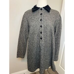 ONLY‎ Knit Collar Button Front Tunic Dress Long Sleeve Casual Gray L